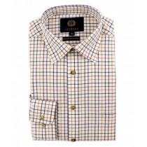 Viyella Cotton Brown & Blue Edged Check Classic Fit Shirt 